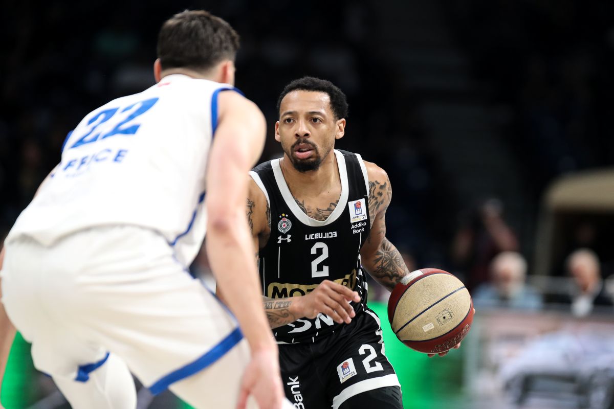 CARLIK JONES Karlik Dzons kosarkas Partizana na utakmici Jadranske ABA lige protiv Spartaka Subotica u hali Beogradska arena, Beograd 09.05.2025. godine Foto: MN PRESS Kosarka, Partizan, Jadranska ABA liga, Spartak Subotica