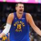 Denver Nuggets center Nikola Jokic argues after being called for a foul in the second half of Game 7 of an NBA basketball first-round playoff series against the Los Angeles Clippers, Saturday, May 3, 2025, in Denver. (AP Photo/David Zalubowski)
