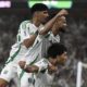 Al Ahli players celebrate after their teammate Franck Kessie scored his side's second goal during to the AFC Champions League Elite final soccer match between Kawasaki Flontale and Al Ahli at Alinma Stadium in Jeddah, Saudi Arabia, Saturday, May 3, 2025. (AP Photo/Ali Issa)
