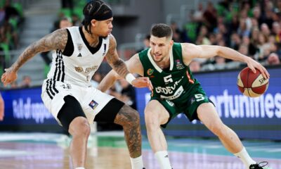 in action during Second match of Quarterfinals of AdmiralBet ABA League 2024/2025 between Cedevita Olimpija Ljubljana (SLO) and Dubai (UAE) in SRC Stozice, Ljubljana, Slovenia on May 16, 2025. Photo: Filip Barbalic