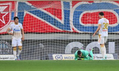 fudbaler Crvene zvezde na utakmici Superlige Prvenstva Srbije protiv TSC Backa Topola na stadionu TSC arena, Backa Topola 03.05.2025. godine Foto: Marko Metlas Fudbal, TSC Backa Topola, Crvena zvezda, Superliga, Prvenstvo Srbije