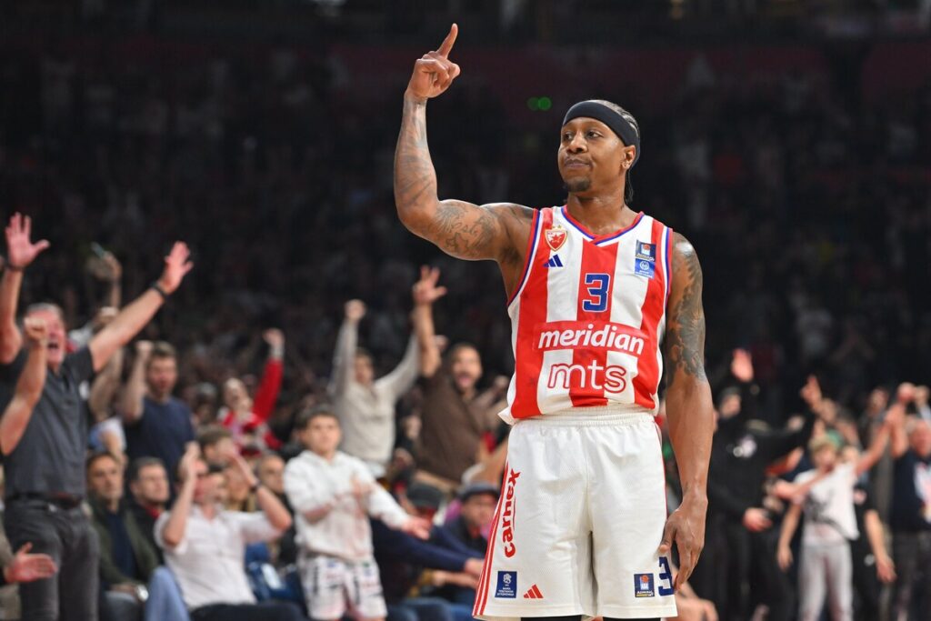 kosarkas Crvene zvezde na utakmici polufinala Jadranske ABA lige protiv Budicnosti Podgorica u hali Beogradska arena, Beograd 29.05.2025. godine Foto: Marko Metlas Kosarka, Crvena zvezda, Jadranska ABA liga, Buducnost Podgorica