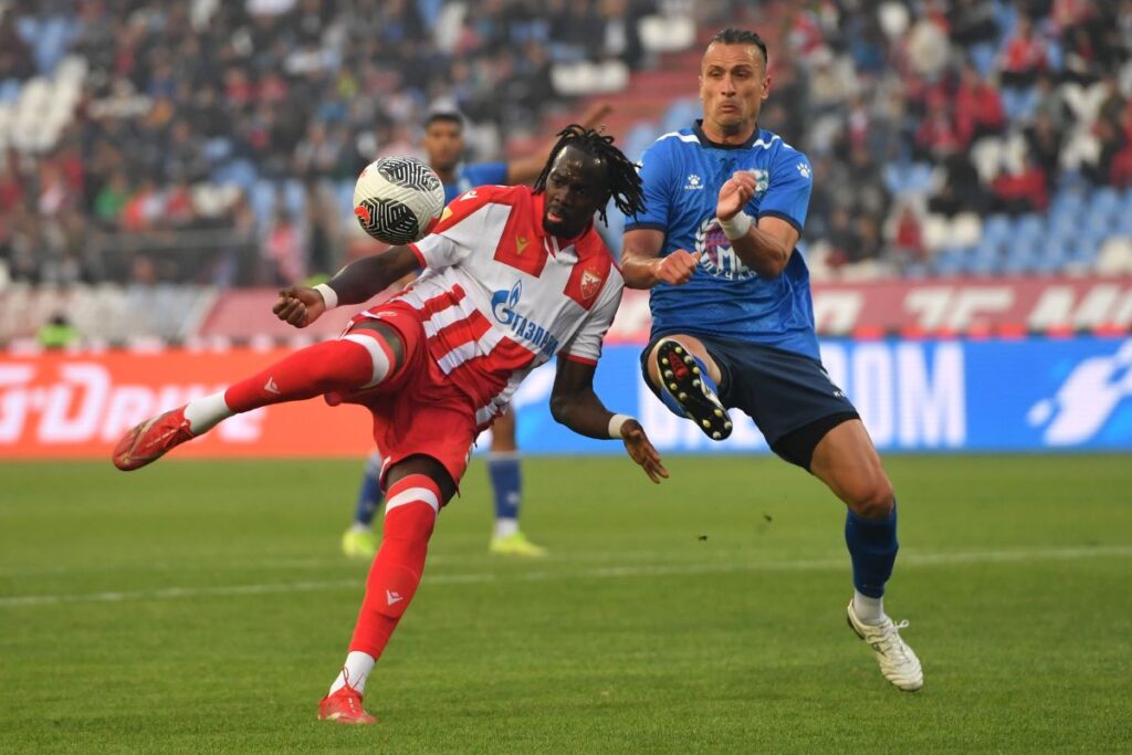 fudbaler Crvene zvezde na utakmici Superlige Prvenstva Srbije protiv Mladosti Lucani na stadionu Rajka Mitica, Beograd, 24.05.2025. godine Foto: Marko Metlas Fudbal, Crvena zvezda, Superliga Prvenstvo Srbije, Mladost Lucani