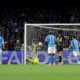 Napoli's Alex Meret deflects the ball into his own net during a Serie A soccer match against Genoa at the Diego Armando Maradona Stadium in Naples, southern Italy, Sunday, May 11, 2025. (Alessandro Garofalo/LaPresse via AP)