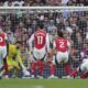 Bournemouth's Evanilson, right, scores his side's second goal during the English Premier League soccer match between Arsenal and Bournemouth at Emirates stadium in London, Saturday, May 3, 2025. (AP Photo/Kin Cheung)
