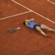 France's Lois Boisson celebrates as she won the quarterfinal match of the French Tennis Open against Russia's Mirra Andreeva at the Roland-Garros stadium in Paris, Wednesday, June 4, 2025. (AP Photo/Christophe Ena)
