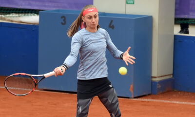 ALEKSANDRA KRUNIC i Nina Stojanovic, dubl teniserke Srbije, u mecu protiv Lidziya Marozava i Andreea Mitu, na WTA turniru Serbia Ladies Open, na terenima TK Novak u SC MGM. Beograd, 19.05.2021. foto: Nebojsa Parausic Tenis