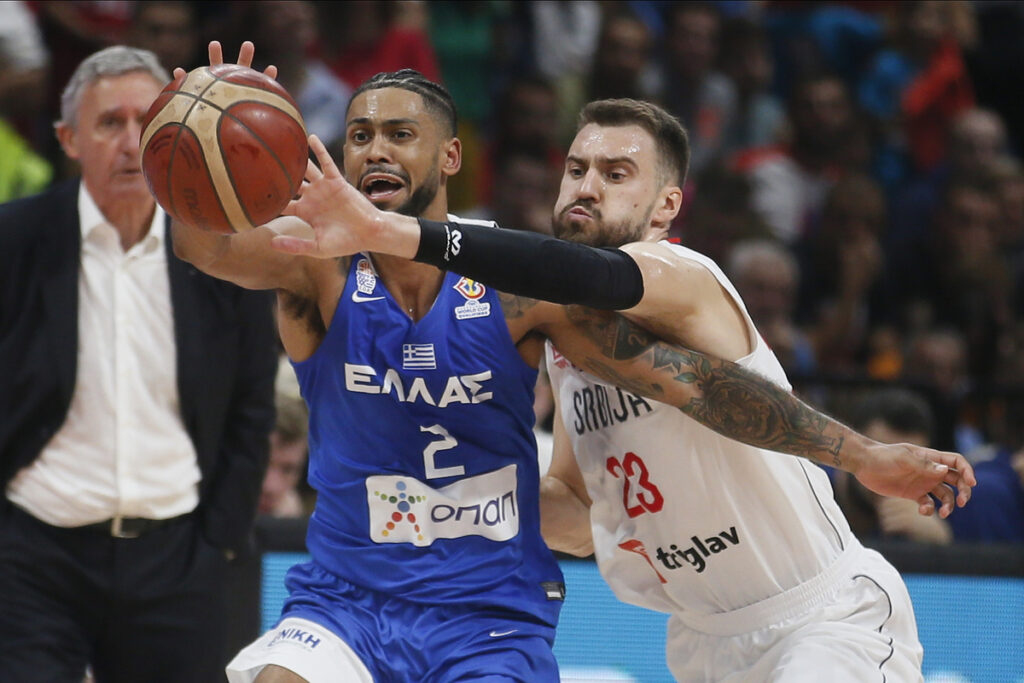 TYLER DORSEY Tajler Dorsi kosarkas Grcke na utakmici kvalifikacija za FIBA svetsko prventsvo protiv MARKO GUDURIC iz Srbije u Beogradskoj Areni, Beograd 25.08.2022. godine Foto: Ivica Veselinov / MN PRESS
KOSARKA, BASKETBALL, SRBIJA, GRCKA, SERBIA, GREECE, FIBA, WORLD CUP, QUALIFICATIONS, KVALIFIKACIJE