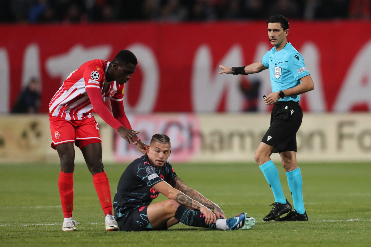 ALIYAR AGHAYEV Alijar Agajev sudija iz Azerbejdzana fudbaleri Crvene zvezde na utakmici UEFA Lige Sampiona protiv Mancester Sitija na stadionu Rajko Mitic, Beograd 13.12.2023. godine Foto: Marko Metlas Fudbal, Crvena zvezda, UEFA Liga Sampiona , Mancester Siti