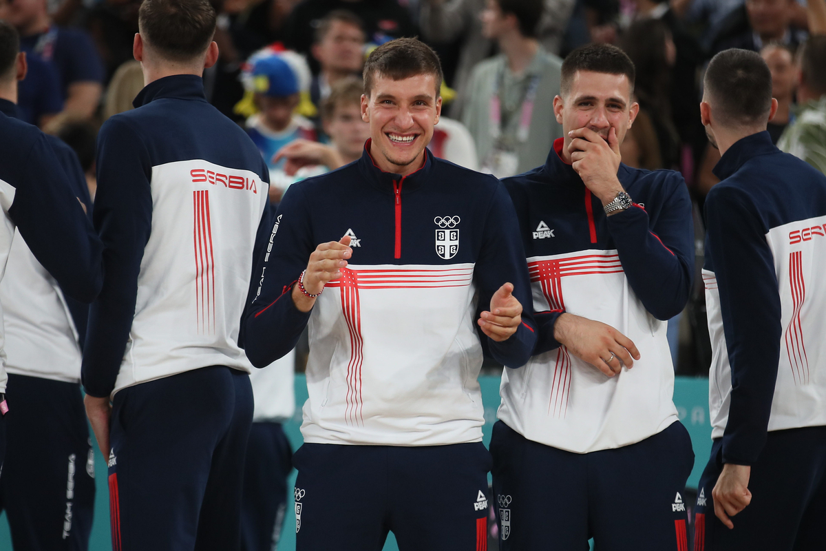 BOGDAN BOGDANOVIC i VANJA MARINKOVIC kosarkasi Srbije, XXXIII LETNJE OLIMPIJSKE IGRE, PARIZ 2024 - XXXIII SUMMER OLYMPIC GAMES, BASKETBALL, PARIS 2024 - Pariz 10.08.2024. godine Foto: Ivica Veselinov / MN Press OKS, XXXIII LETNJE OLIMPIJSKE IGRE, PARIZ 2024, XXXIII SUMMER OLYMPIC GAMES, PARIS 2024