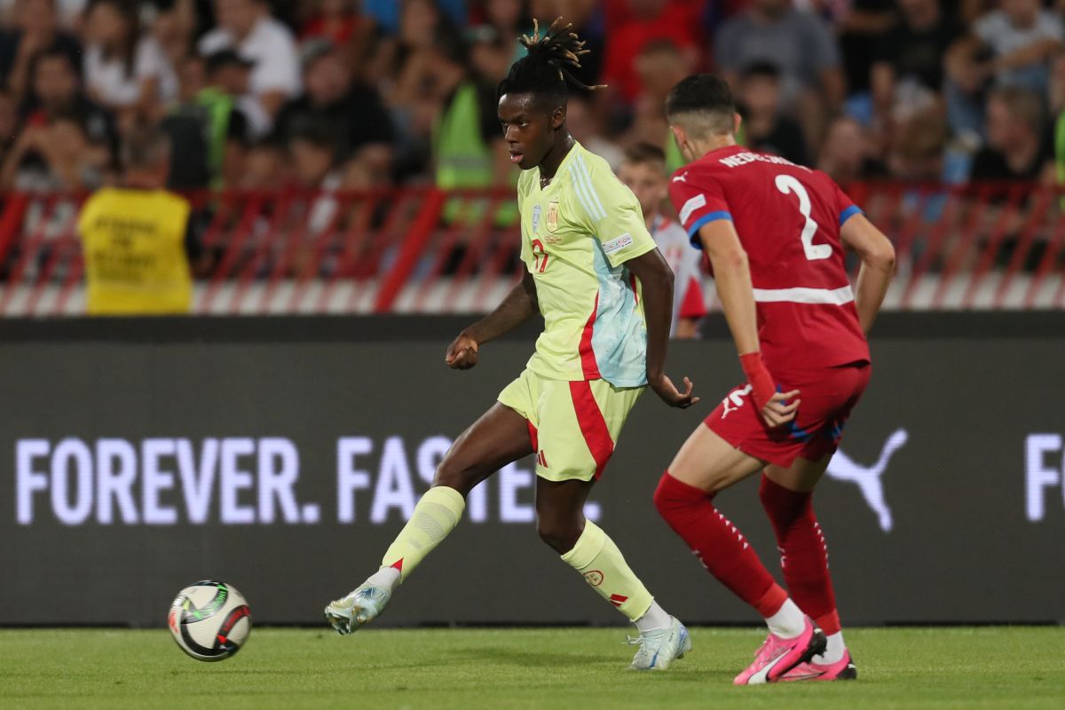 NICO WILLIAMS Niko Vilijams fudbaler reprezentacije Spanije na utakmici UEFA Lige nacija protiv Srbije na stadionu Rajko Mitic , Beograd 05.09.2024. godine Foto: Marko Metlas Fudbal, Reprezentacija, Srbija, Spanija, UEFA Liga nacija