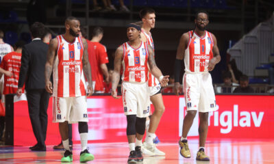 CODI MILLER MCINTYRE Kodi Miler Mekintajer, ISAIAH CANAAN Ajzea Kenan, FILIP PETRUSEV i JOHN BROWN Dzon Braun kosarkasi Crvene Zvezde na utakmici ABA lige protiv SC Derbija u hali Beogradska Arena, Beograd 01.05.2025. godine Foto: Ivica Veselinov / MN PRESS KOSARKA, BASKETBALL, ABA LIGA, ABA LEAGUE, CRVENA ZVEZDA, SC DERBY, SC DERBI PODGORICA, JADRANSKA LIGA, ADRIATIC LEAGUE