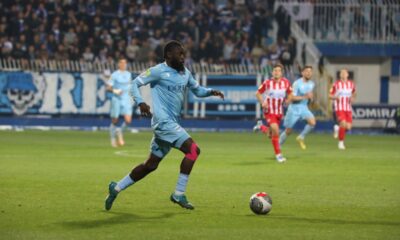 RODNEY AKOWUAH ANTWI Rodni Akwua Antvi fudbaler Novog Pazara na utakmici Superlige Prvenstva Srbije protiv Crvene zvezde na Gradskom stadionu , Novi Pazar, 17.05.2025. godine Foto: Mladjan Ivanovic Fudbal, Crvena zvezda, Superliga Prvenstvo Srbije, Novi Pazar