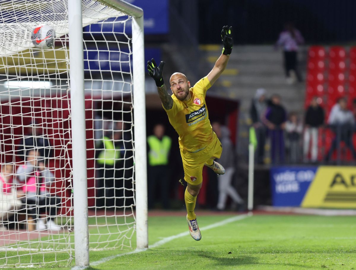 MARKO MILOSEVIC golman, fudbaler Radnickog, na prvenstvenoj utakmici protiv TSC, na stadionu Cika Daca. Kragujevac, 25.05.2025. foto: Mladjan Ivanovic Fudbal, Radnicki 1923, TSC