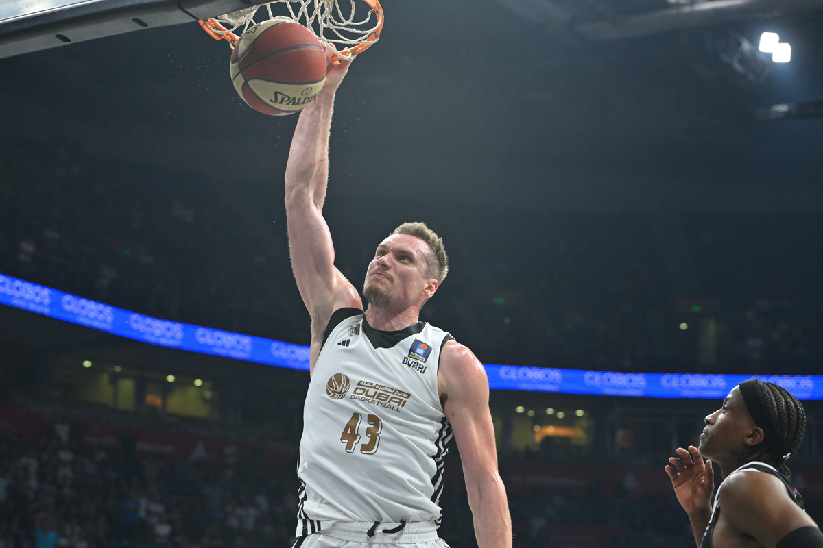 LEON RADOSEVIC kosarkasa Dubaija na utakmici Jadranske ABA lige protiv Partizana u hali Beogradska arena, Beograd 01.06.2025. godine Foto: Marko Metlas Kosarka, Partizan, Jadranska ABA liga, Dubai