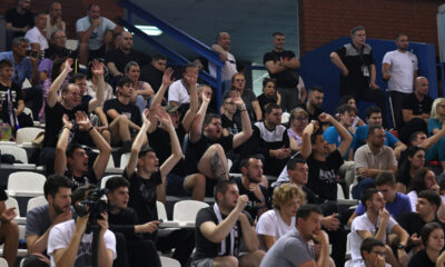 GROBARI, navijaci rukometasa Partizana, na utakmici finala Superlige Prvenstva Srbije protiv Vojvodine Novi Sad u hali Banjica. Beograd, 31.05.2025. foto: MN PRESS PHOTO / mn Rukomet, Partizan, Vojvodina Novi Sad, Superliga Prvenstvo Srbije