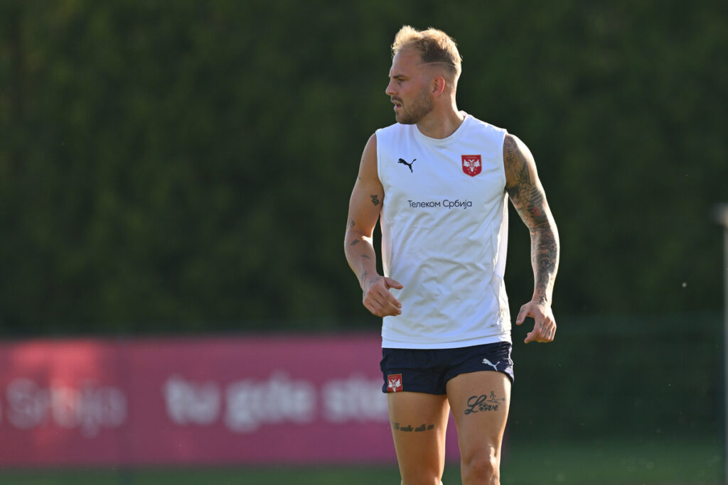 UROS RACIC fudbaleri reprezentacije Srbije trening u sportskom centru FSS, Stara Pazova 02.06.2025. godine Foto: Marko Metlas Fudbal, Srbija, Trening