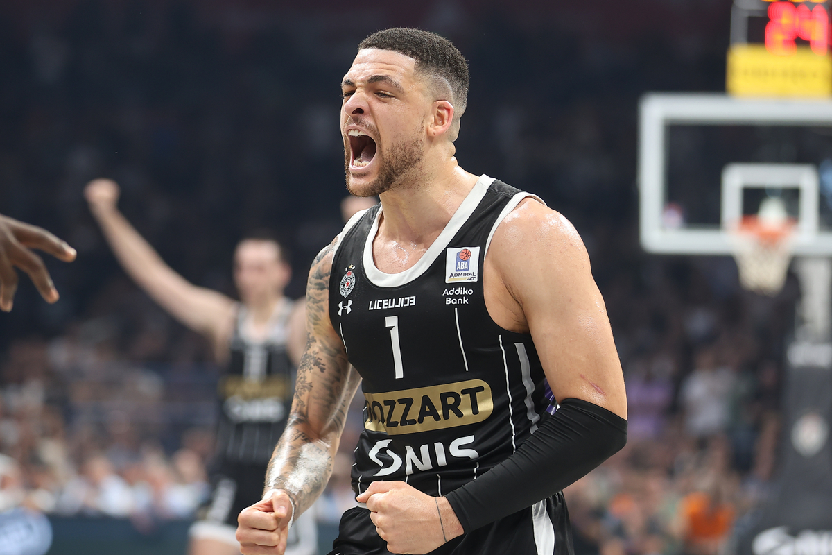 kosarkas Partizana na utakmici finala plejofa ABA lige protiv Buducnosti u hali Beogradska Arena, Beograd 10.06.2025. godine Foto: Ivica Veselinov / MN PRESS KOSARKA, BASKETBALL, ABA LIGA, ABA LEAGUE, KK PARTIZAN, KK BUDUCNOST PODGORICA