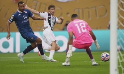Juventus' Kenan Y?ld?z scores during the Club World Cup Group G soccer match between Juventus and Wydad AC in Philadelphia, Sunday, June 22, 2025. (AP Photo/Chris Szagola)