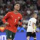 Portugal's Cristiano Ronaldo reacts after missing an opportunity to score during the Nations League semifinal soccer match between Portugal and Germany at the Munich Football Arena, in Munich, Germany, Wednesday, June 4, 2025. (AP Photo/Matthias Schrader)