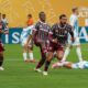 Fluminense's Juan Pablo Freytes (22) reacts after scoring a goal against Ulsan HD during the second half of a Club World Cup group F soccer match, Saturday, June 21, 2025, in East Rutherford, N.J. (AP Photo/Seth Wenig)