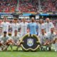 Auckland City players pose before the Club World Cup group C soccer match between Bayern Munich and Auckland City in Cincinnati, Sunday, June 15, 2025. (AP Photo/Jeff Dean)
