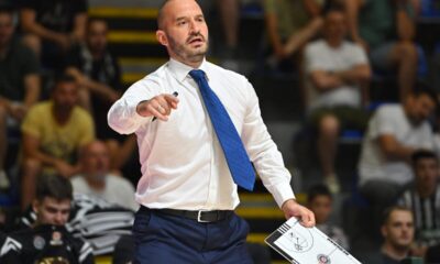 Trener Partizana na utakmici Prvenstva Srbije protiv FMP Zeleznika u hali Aleksandar Nikolic Pionir, Beograd 19.06.2025. godine Foto: Marko Metlas Kosarka, Partizan, Prvenstvo Srbije, FMP Zeleznik, Kosarkaska liga Srbije, KLS
