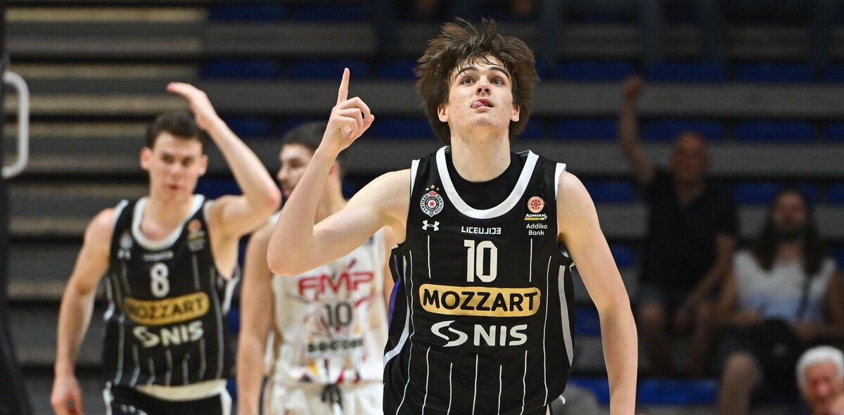 kosarkas Partizana na utakmici Prvenstva Srbije protiv FMP Zeleznika u hali Aleksandar Nikolic Pionir, Beograd 19.06.2025. godine Foto: Marko Metlas Kosarka, Partizan, Prvenstvo Srbije, FMP Zeleznik, Kosarkaska liga Srbije, KLS