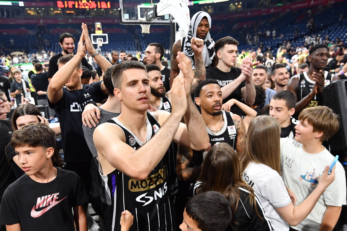 kosarkas Partizana na utakmici Jadranske ABA lige protiv Dubaija u hali Beogradska arena, Beograd 01.06.2025. godine Foto: Marko Metlas Kosarka, Partizan, Jadranska ABA liga, Dubai
