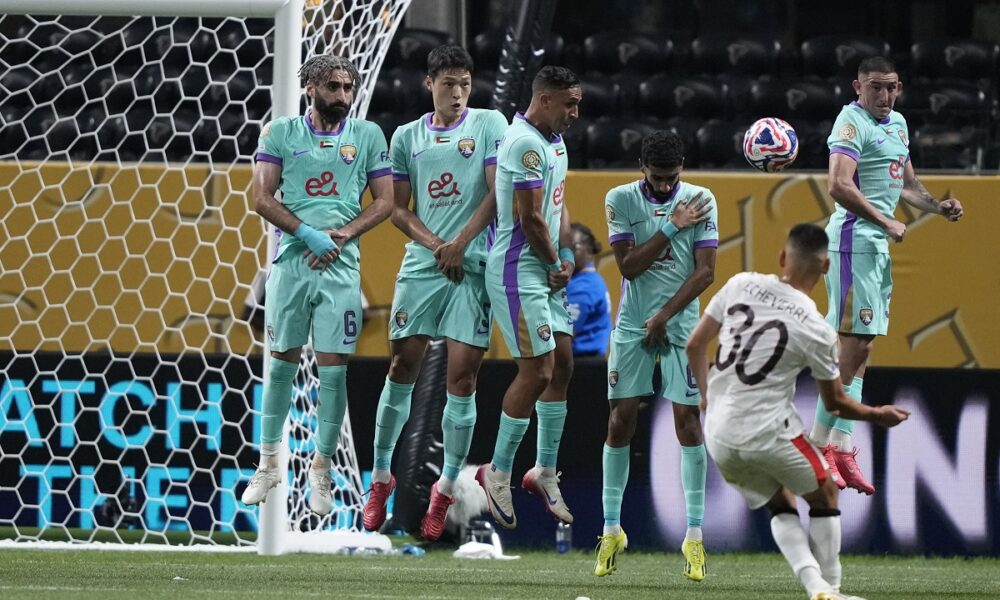 Manchester City's Claudio Echeverri (30) scores his side's second goal against Al Ain during the Club World Cup Group G soccer match between Manchester City and Al Ain in Atlanta, Sunday, June 22, 2025. (AP Photo/Brynn Anderson)