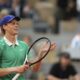 Italy's Jannik Sinner celebrates as he won the quarterfinal match of the French Tennis Open against Kazakhstan's Alexander Bublik at the Roland-Garros stadium in Paris, Wednesday, June 4, 2025. (AP Photo/Lindsey Wasson)