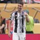 Juventus' Dusan Vlahovic reacts after scoring from a penalty kick during the Club World Cup Group G soccer match between Juventus and Wydad AC in Philadelphia, Sunday, June 22, 2025. (AP Photo/Chris Szagola)