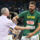 MICHAEL MALONE Majkl Meloun trener Denver Nagetsa i JONAS VALANCIUNAS kosarkas reprezentacije Litvanije na prijateljskoj utakmici protiv Srbije u Stark Beogradskoj areni, Beograd 10.08.2019. godine Foto: Marko Metlas Kosarka, Srbija, Litvanija, Prijateljska utakmica