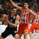 RODIONS KURUCS, kosarkas Partizana, na utakmici finala kupa protiv Crvene zvezde, i OGNJEN DOBRIC, u hali Cair. Nis, 20.02.2022. foto: Nebojsa Parausic Kosarka, Kup Radivoja Koraca, Partizan, Crvena zvezda