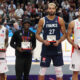 LORENZO BROWN Lorenco Braun, DENNIS SCHRODER Denis Sreder, RUDY GOBERT Rudi Gober, WILLY HERNANGOMEZ Vili Ernangomez najbolja petorka MVP kosarkasi reprezentacije Spanije na utakmici finala zlatna medalja FIBA Evropskog prvenstva protiv Francuske u Mercedes Benc areni, Berlin 18.09.2022. godine Foto: Marko Metlas Kosarka, Francuska, FIBA Evropsko prvenstvo, Spanija