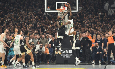 DWAYNE BACON Dvejn Bejkon, kosarkas Panatinaikosa, na utakmici Evrolige protiv Partizana, i MATHIAS LESSORT MAtijas Lesor, u Beogradskoj Stark areni. Beograd, 14.04.2023. foto: Nebojsa Parausic Kosarka, Euroleague, Partizan, Panatinaikos