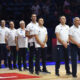 NEBOJSA ILIC, DUSAN SAJIC, JOVICA ANICIC, DRAGAN RADOVANOVIC, SASA KOSOVIC, MARKO MARINOVIC, OLIVER KOSTIC, SVETISLAV PESIC, strucni stab kosarkasa Srbije, na utakmici FIBA Svetskog prvenstva protiv Portorika, u Araneta Coliseum. Manila, 28.08.2023. photo: Nebojsa Parausic / MN press photo Kosarka, FIBA, World Cup, Srbija, Portoriko