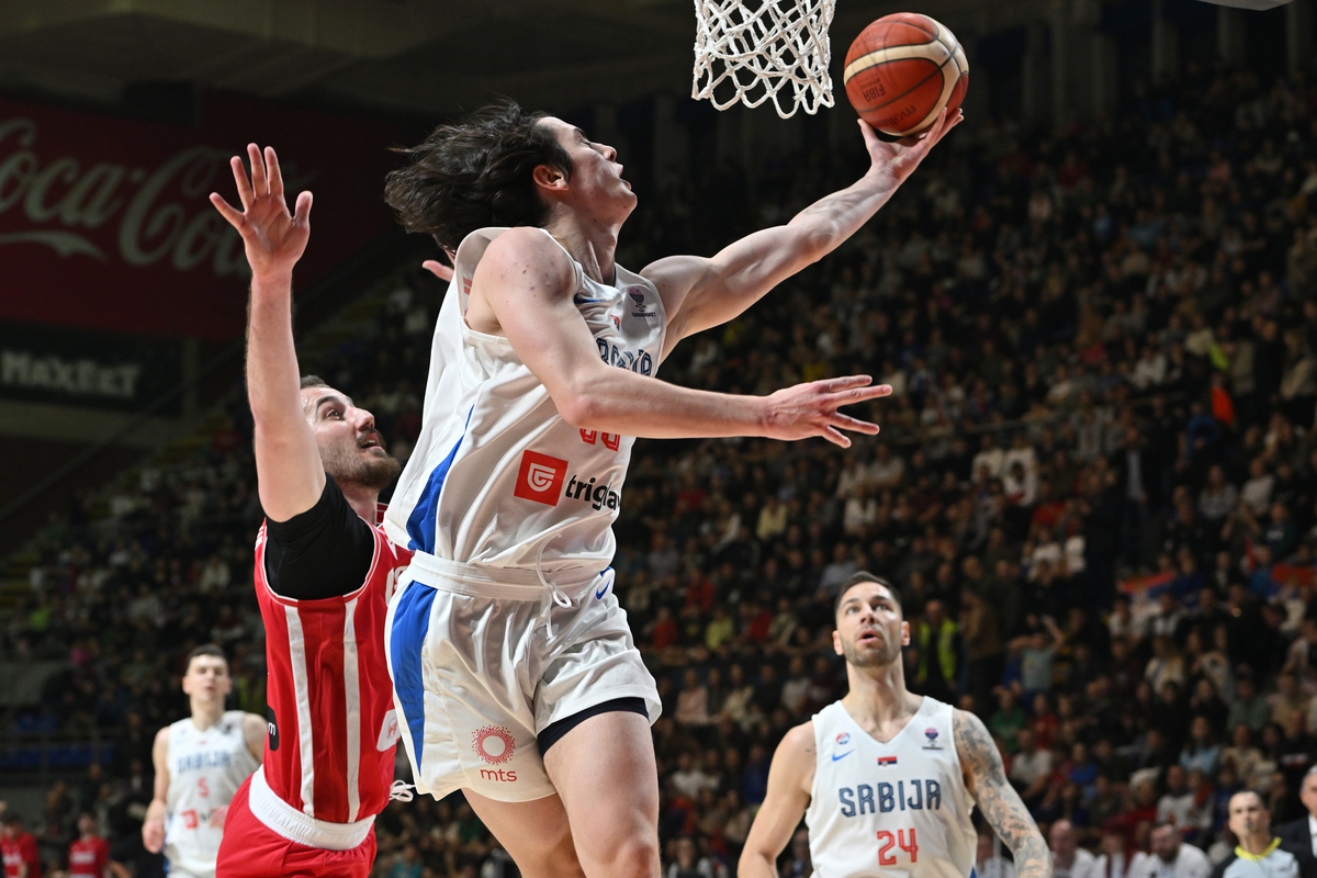 ASIM DJULOVIC kosarkas reprezentacije Srbije na utakmici kvalifikacija za FIBA Evropsko prvenstvo 2025 protiv Gruzije u hali Aleksandar Nikolic Pionir, Beograd 24.02.2025. godine Foto: Marko Metlas Kosarka, Srbija, Kvalifikacije za Evropsko prvenstvo 2025, Gruzija