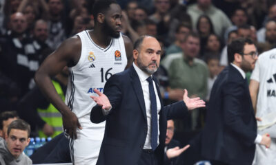 CHUS MATEO Cus Mateo trener kosarkasa Reala Madrid na utakmici Evrolige protiv Partizana u hali Beogradska arena, Beograd 10.04.2025. godine Foto: Marko Metlas Kosarka, Partizan, Evroliga, Real Madrid