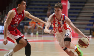 ANDREJ KOSTIC kosarkas Crvene Zvezde na utakmici ABA lige protiv SC Derbija u hali Beogradska Arena, Beograd 01.05.2025. godine Foto: Ivica Veselinov / MN PRESS KOSARKA, BASKETBALL, ABA LIGA, ABA LEAGUE, CRVENA ZVEZDA, SC DERBY, SC DERBI PODGORICA, JADRANSKA LIGA, ADRIATIC LEAGUE