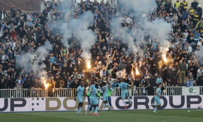 RADOST fudbalera Novog Pazara na utakmici Superlige Prvenstva Srbije protiv Crvene zvezde na Gradskom stadionu , Novi Pazar, 17.05.2025. godine Foto: Mladjan Ivanovic Fudbal, Crvena zvezda, Superliga Prvenstvo Srbije, Novi Pazar
