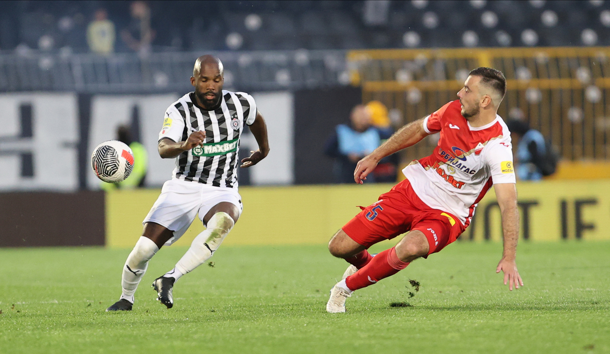 ALDO KALULU fudbaler Partizana na utakmici Superlige Prvenstva Srbije protiv Vojvodine Novi Sad na stadionu Partizana, Beograd 25.05.2025. godine Foto: MN PRESS Fudbal, Partizan, Superliga Prvenstvo Srbije, Vojvodina Novi Sad