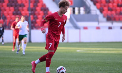 LAZAR JOVANOVIC, mladi fudbaler Srbije U21, na prijateljskoj utakmici protiv Bugarske, na stadionu Dubocice. Leskovac, 31.05.2025. foto: Nebojsa Parausic Fudbal, U21 Srbija, Bugarska