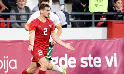 OGNJEN MIMOVIC, mladi fudbaler Srbije U21, na prijateljskoj utakmici protiv Bugarske, na stadionu Dubocice. Leskovac, 31.05.2025. foto: Nebojsa Parausic Fudbal, U21 Srbija, Bugarska