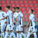 Fudbaleri Partizana, proslavljaju gol na prijateljskoj utakmici protiv Rodine, na stadionu SC FSS. Stara Pazova, 26.06.2025. foto: Nebojsa Parausic Fudbal, Partizan, Rodina Moskva