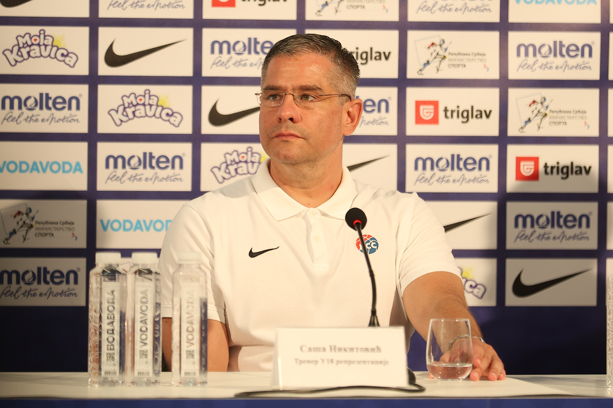 SASA NIKITOVIC selektor Srbije na konferenciji pred FIBA U18 Evropsko prvenstvo hali Beogradska Arena, Beograd 23.07.2025. godine Foto: Ivica Veselinov / MN PRESS KOSARKA, BASKETBALL, FIBA, U18 EVROPSKO PRVENSTVO, U18 EUROPEAN CHAMPIONSHIP