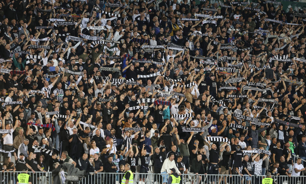 Grobari, Navijači Partizana na utakmici kvallifikacija za UEFA Ligu Evrope protiv AEK-a na stadionu Partizana, Beograd 17.07.2025. godine Foto: Ivica Veselinov / MN PRESS FUDBAL, FOOTBALL, UEFA EUROPA LEAGUE, LIGA EVROPE, PARTIZAN, AEK LARNAKA, AEK LARNACA
