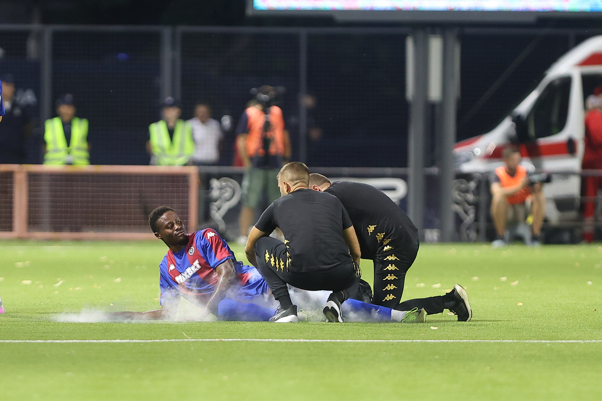fudbaler Partizana na utakmici Mocart Superlige Srbije protiv Zeleznicara na stadionu SC Mladost, Pancevo 20.07.2025. godine Foto: Ivica Veselinov / MN PRESS FUDBAL, FOOTBALL, MOZZART SUPERLIGA, PRVENSTVO SRBIJE, NATIONAL CHAMPIONSHIP, PARTIZAN, FK ZELEZNICAR PANCEVO