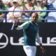 Dan Evans reacts during his men's singles match against Miomir Kecmanovic on day one of the Eastbourne Open at Devonshire Park Lawn Tennis Club, in Eastbourne, England, Monday, June 23, 2025. (John Walton/PA via AP)