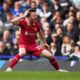 FILE - Liverpool's Diogo Jota reacts during the English Premier League soccer match between Chelsea and Liverpool at Stamford Bridge stadium in London, Sunday, May 4, 2025. (AP Photo/Kin Cheung, File)